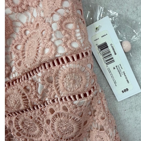 Premier Amour Womens Pink Crochet Lace Sheath Dress Size 16 NWT Barbie core - Picture 5 of 11